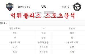 6월21일 K리그 김천상무FC 성남FC 국내축구 분석 먹튀폴리스