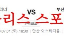 7월1일 K리그2 안산 그리너스FC 부산 아이파크 축구 2부리그 분석 먹튀폴리스 0 (0)