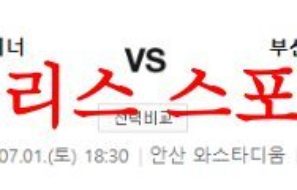 7월1일 K리그2 안산 그리너스FC 부산 아이파크 축구 2부리그 분석 먹튀폴리스