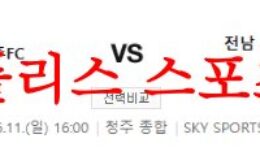6월11일 K리그2 충북청주FC 전남드래곤즈 국축분석 프리뷰 먹튀폴리스 0 (0)
