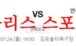7월24일 K리그2 김포FC 안산 그리너스FC 국내 프로축구 경기 예상 먹튀폴리스 0 (0)