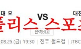 8월25일 K리그 전북현대모터스 대전하나시티즌 축구 경기일정 분석 먹튀폴리스 0 (0)